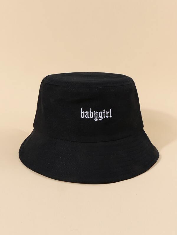Y2k Embroidered Unisex Babygirl Letter Sun Hat, Stylish Bucket Hat For Casual Outing