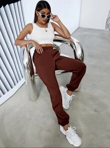 Letter Graphic Joggers - Brown - View 6