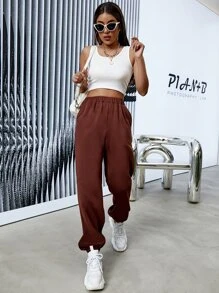 Letter Graphic Joggers - Brown - View 7