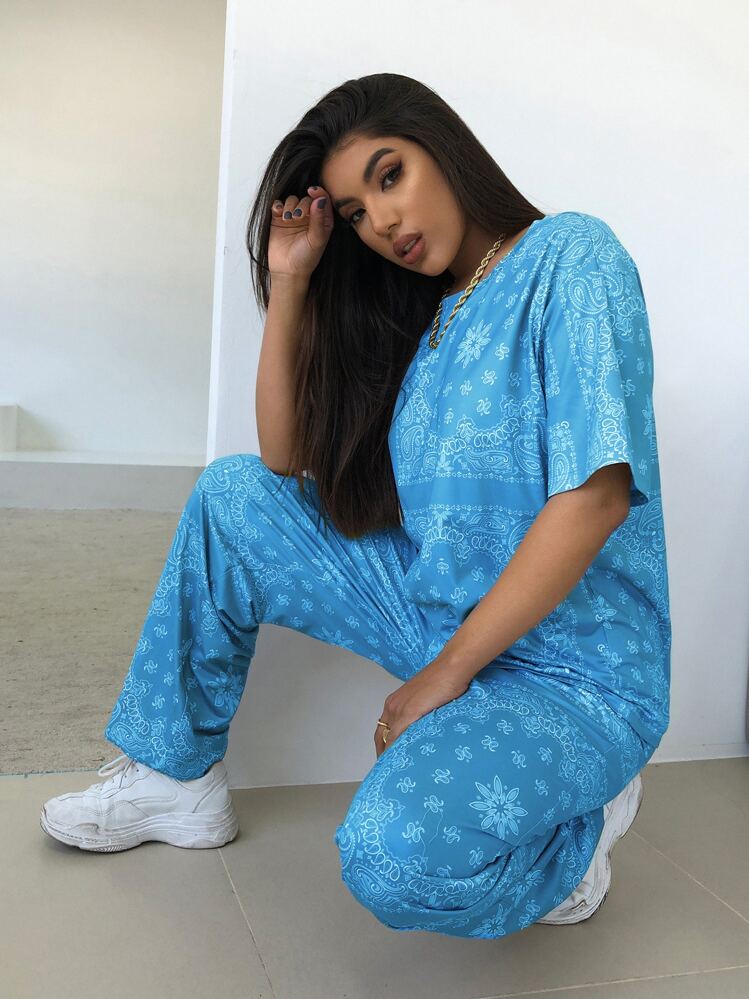 T-shirt à imprimé - Bleu azur - Voir 3