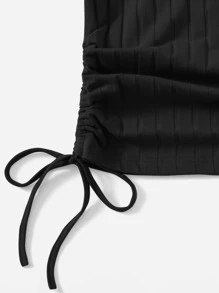 SHEIN EZwear Top côtelé avec cordon - Noir - Voir 5