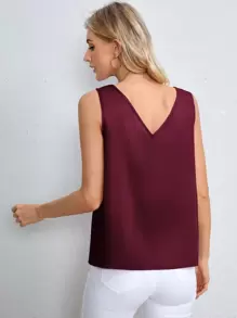 SHEIN Clasi 素色背心上衣 - 酒紅色 - 查看 2