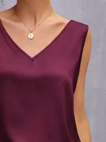 SHEIN Clasi 素色背心上衣 - 酒紅色 - 查看 4