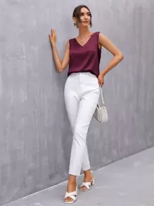 SHEIN Clasi 素色背心上衣 - 酒紅色 - 查看 5