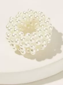 Faux Pearl Hair Accessory Elegant Cupid Accessories,Ponytail,Hair Ties,Hair Elastics,Hair Rope Ponytail Holders Beauty Home Hair Accessories - Beige - View 1