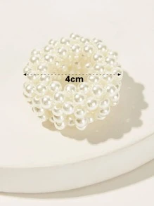 Faux Pearl Hair Accessory Elegant Cupid Accessories,Ponytail,Hair Ties,Hair Elastics,Hair Rope Ponytail Holders Beauty Home Hair Accessories - Beige - View 2