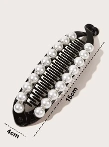 Pinza de pelo con decoración de perlas falsas, elegantes pinzas de garra para el cabello