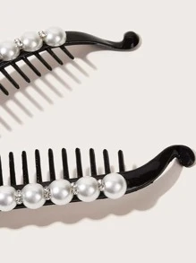 Pinza de pelo con decoración de perlas falsas, elegantes pinzas de garra para el cabello