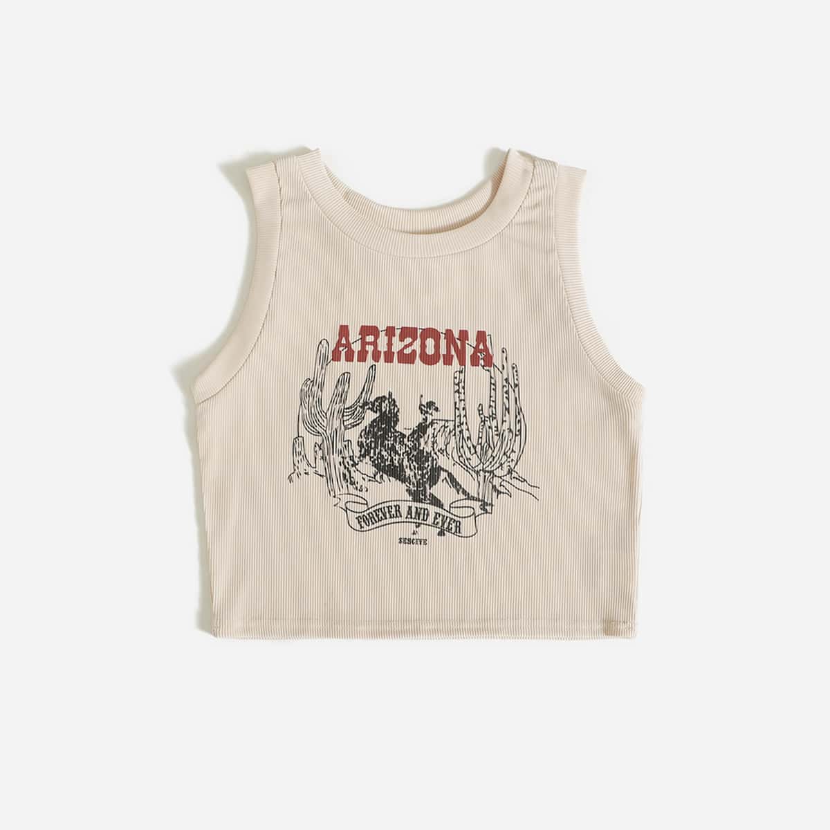 

Letter Graphic Tank Top, Apricot