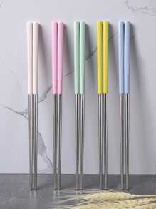 5pairs Stainless Steel Chopsticks - Multicolor - View 4
