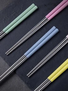 5pairs Stainless Steel Chopsticks - Multicolor - View 5