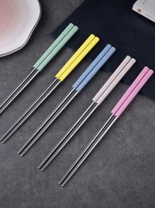 5pairs Stainless Steel Chopsticks - Multicolor - View 7