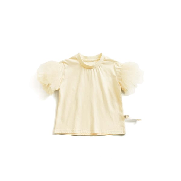 

Toddler Girls Stand Neck Mesh Panel Tee, Apricot
