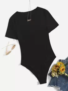 SHEIN EZwear 大碼木耳邊羅紋針織連身背心