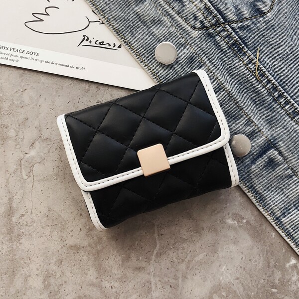 

Quilted Contrast Binding Purse, Black