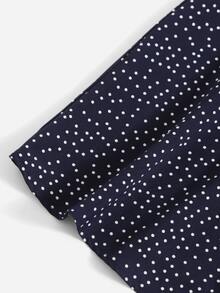 Dreamara Plus Polka Dot Flounce Sleeve Dress - Navy Blue - View 5