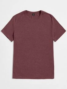 Manfinity NiteLyfe 男士素色T恤 - 酒紅色 - 查看 1