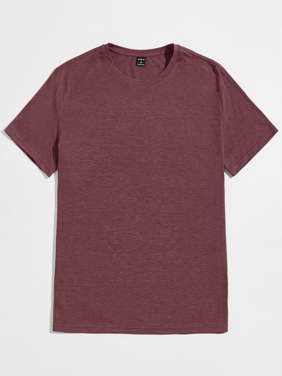 Manfinity NiteLyfe 男士素色T恤 - 酒紅色 - 查看 1