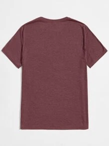 Manfinity NiteLyfe 男士素色T恤 - 酒紅色 - 查看 2