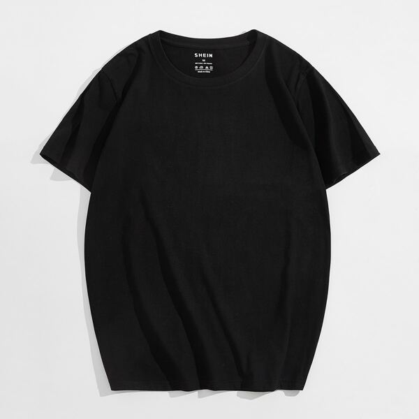

Men Solid Short Sleeve Tee, Black