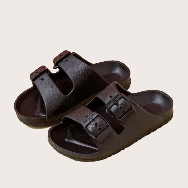 

Toddler Boys Buckle Decor Slippers, Black