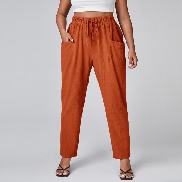 

Plus Knot Waist Pocket Detail Pants, Burnt orange