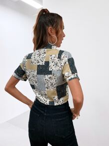 SHEIN Unity 印花蕾絲上衣 - 彩色 - 查看 2