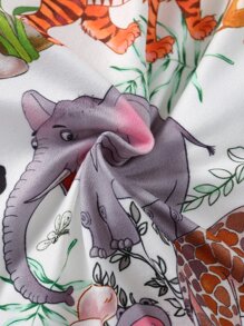 Baby Animal And Plants Print Jumpsuit - Multicolor - View 4