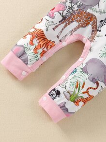 Baby Animal And Plants Print Jumpsuit - Multicolor - View 5