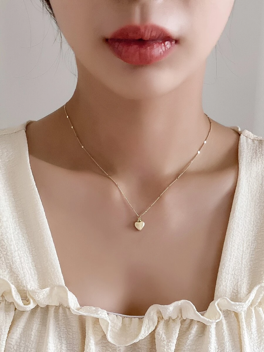 DAZY 心吊墜項鍊 - 金黃色 - 查看 1