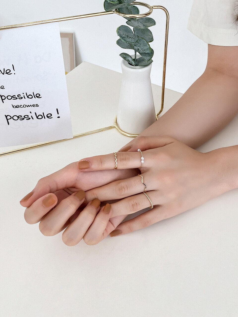 5pcs Faux Pearl Decor Ring