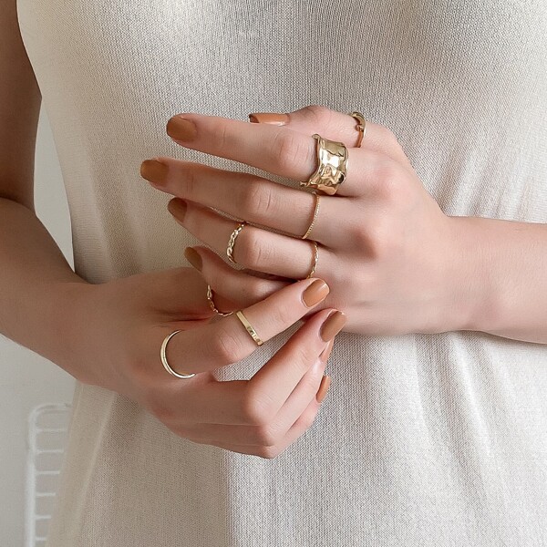 

8pcs Minimalist Ring, Gold