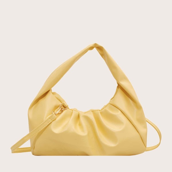 

Minimalist Ruched Design Shoulder Bag, Yellow