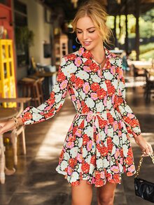 SHEIN Unity 印花腰帶襯衫洋裝 - 彩色 - 查看 4