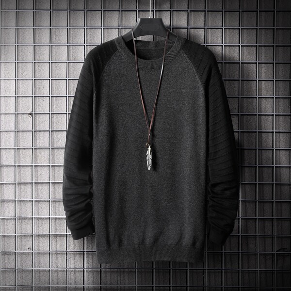 

Men Solid Raglan Sleeve Sweater, Dark grey