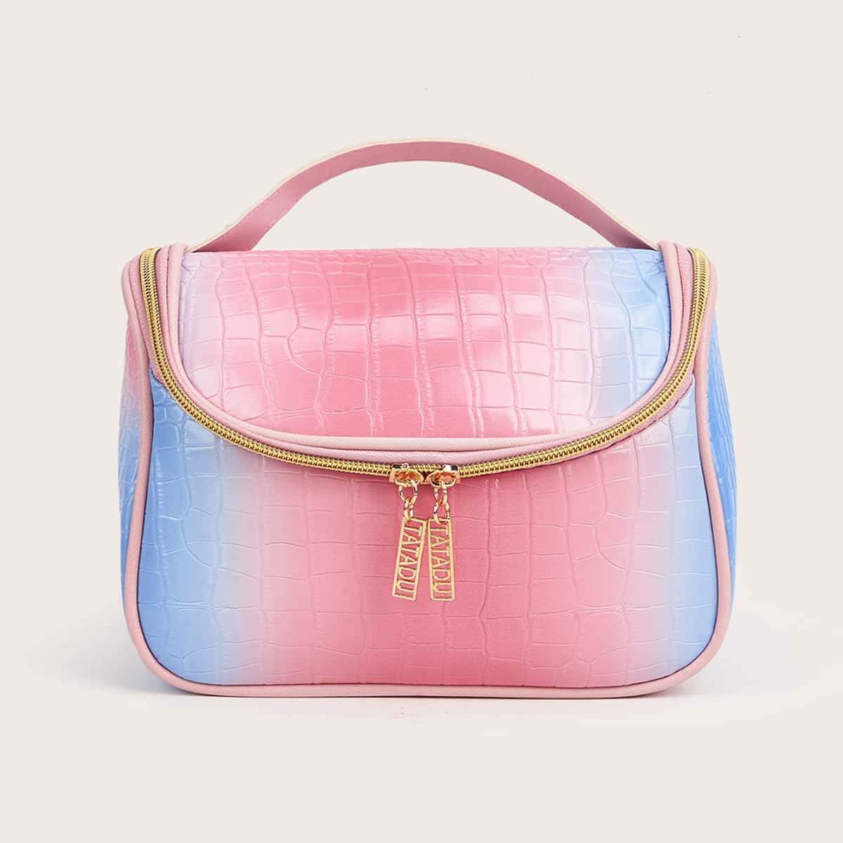 

Ombre Crocodile Pattern Makeup Bag, Pink