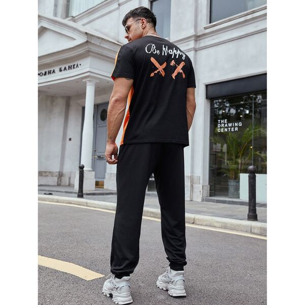 

Men Two Tone Letter Tee & Sweatpants, Multicolor