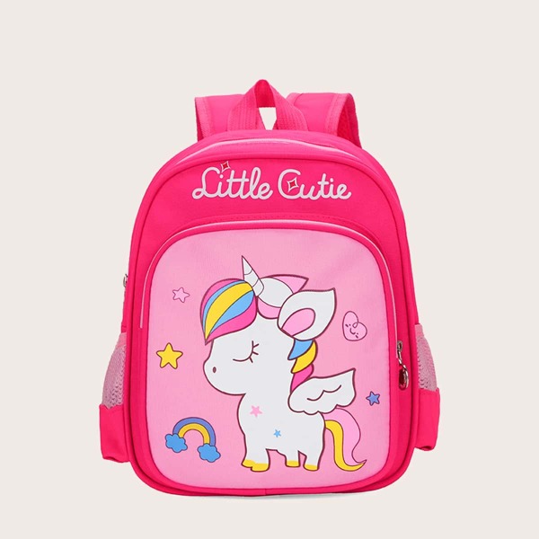 

Girls Cartoon Graphic Functional Backpack, Hot pink