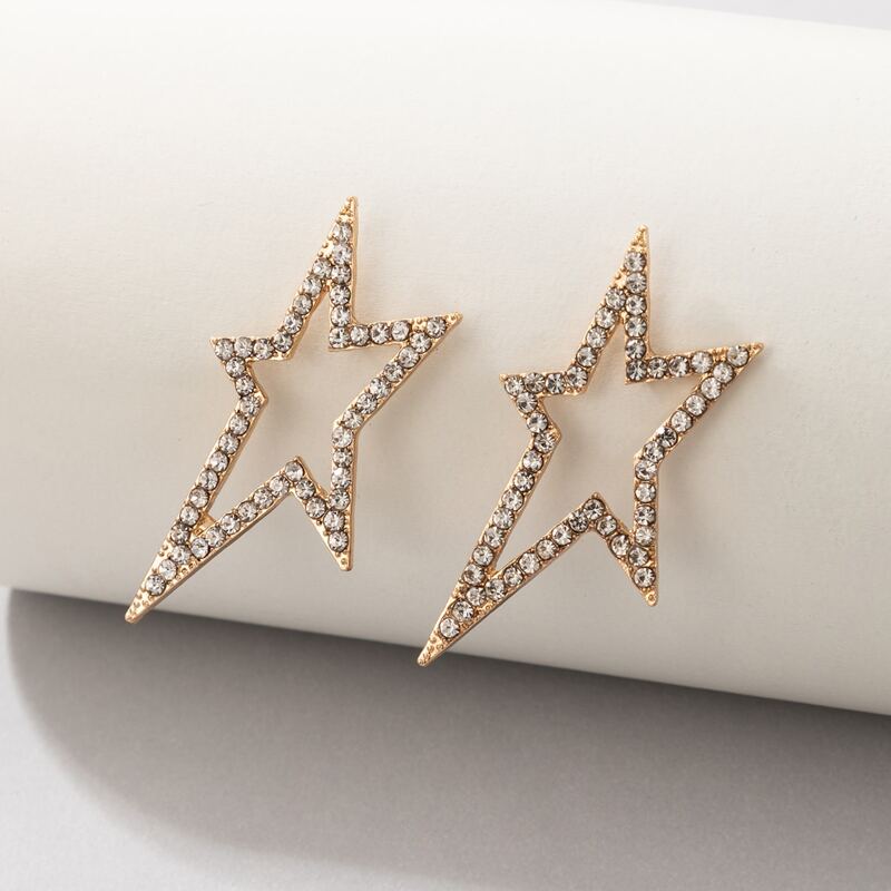 

Rhinestone Decor Stud Earrings, Gold