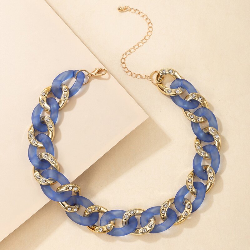 

Rhinestone Decor Chain Necklace, Multicolor