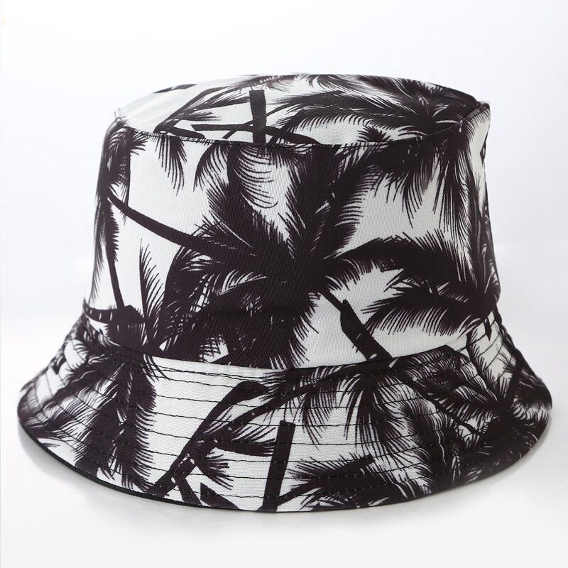 

Coconut Tree Pattern Bucket Hat, Black and white