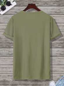 Manfinity Men Japanese Letter And Car Print Tee - Army Green - View 2