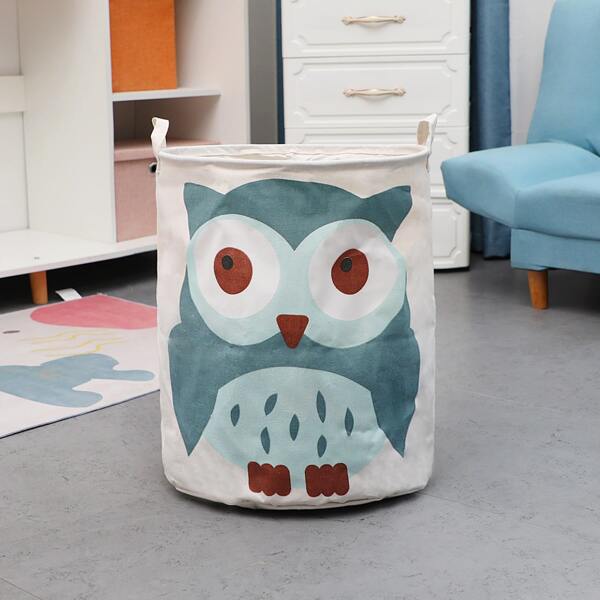 

Cartoon Owl Print Clothes Storage Basket, Multicolor