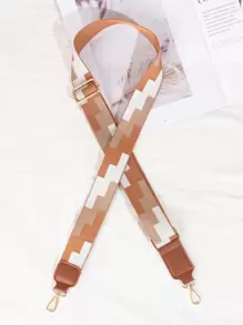 Colorblock Geometric Pattern Bag Strap Bag Accessories DIY Accessories Adjustable Replacement Shoulder Strap Stylish Durable - Brown - View 1