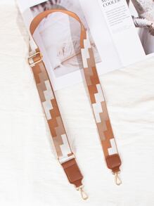 Colorblock Geometric Pattern Bag Strap Bag Accessories DIY Accessories Adjustable Replacement Shoulder Strap Stylish Durable - Brown - View 2