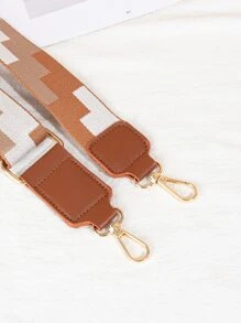 Colorblock Geometric Pattern Bag Strap Bag Accessories DIY Accessories Adjustable Replacement Shoulder Strap Stylish Durable - Brown - View 3