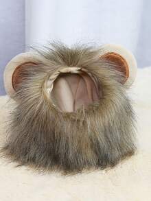 1pc Lion Design Pet Headwear - Brown - View 2