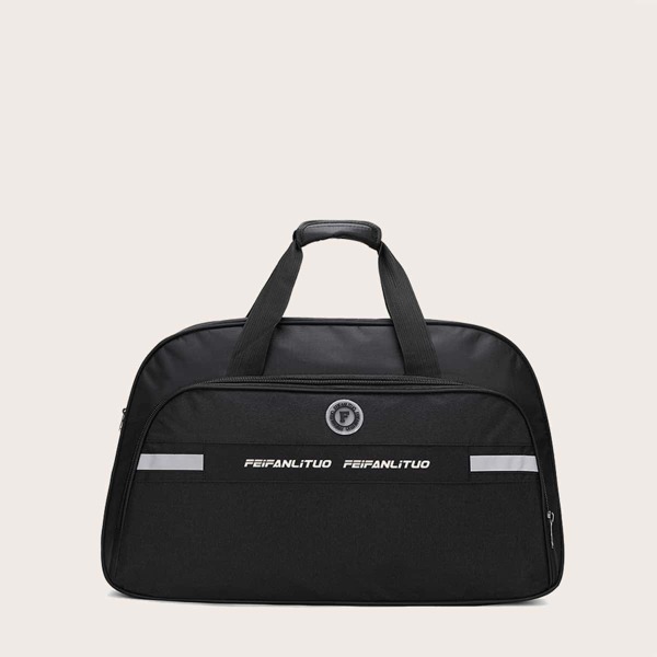

Minimalist Letter Graphic Duffel Bag, Black