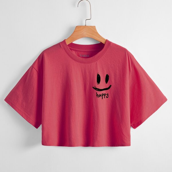 

Letter Graphic Crop Tee, Rose red