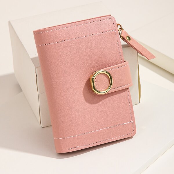 

Minimalist Metal Decor Small Wallet, Pink